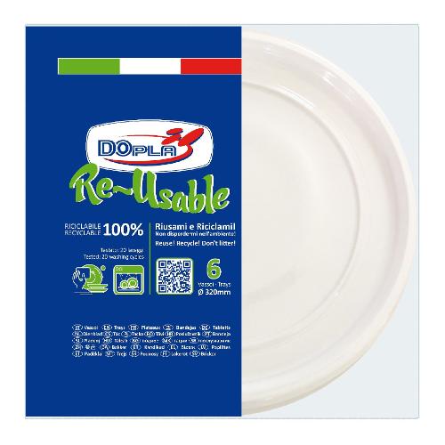 ASSIETTES PIZZA Réutilisable 32CM X6 - Blanc - DOPLA 